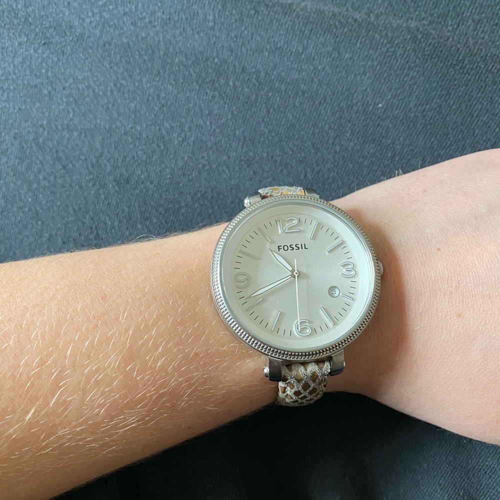 Fossil Silver Snakeskin Watch
